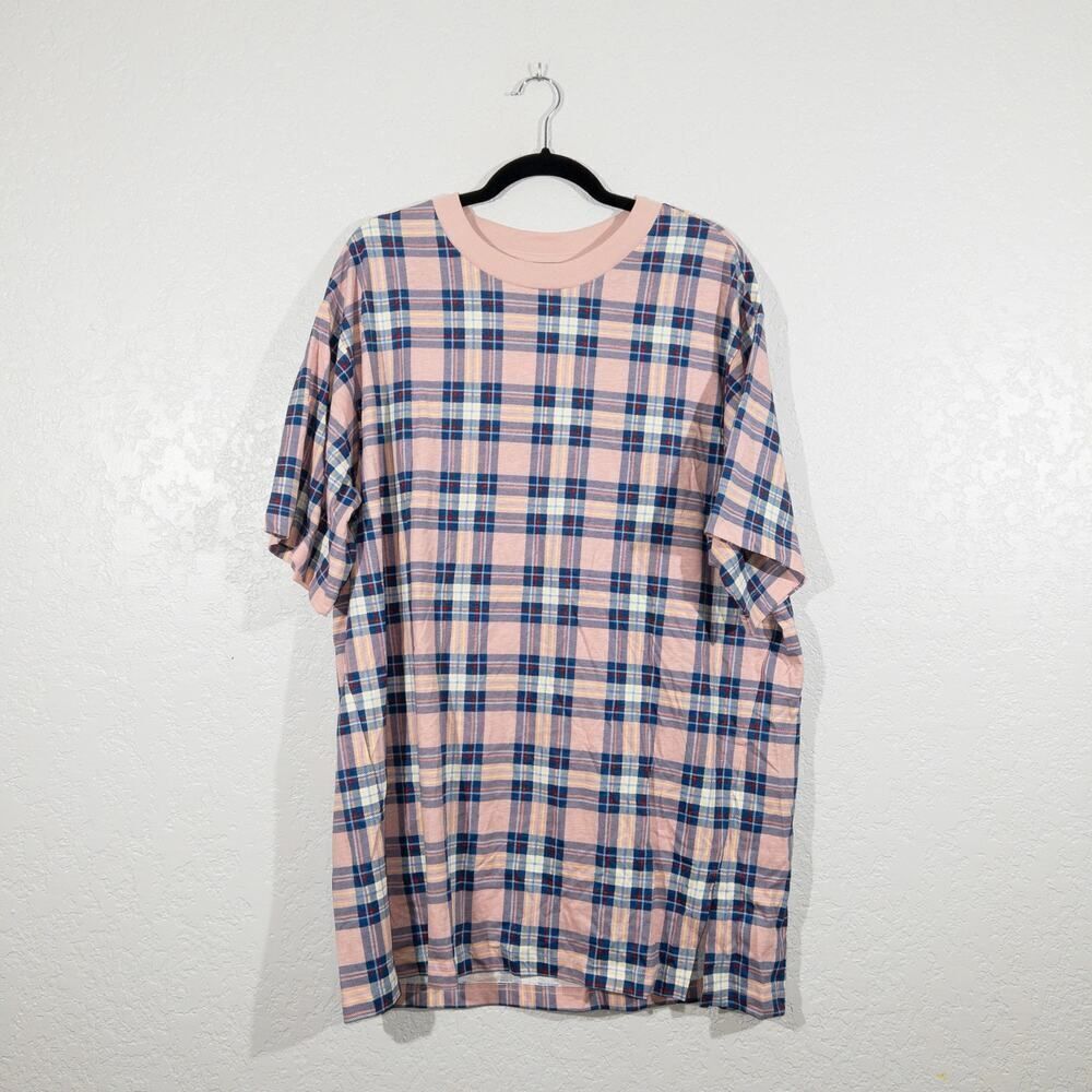 NWT Monki x ASOS Pink Plaid Organic‎ Cotton T-Shirt Dress Size Medium